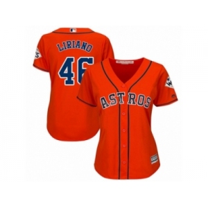 Women Majestic Houston Astros #46 Francisco Liriano Authentic Orange Alternate 2017 World Series Bound Cool Base MLB Jersey