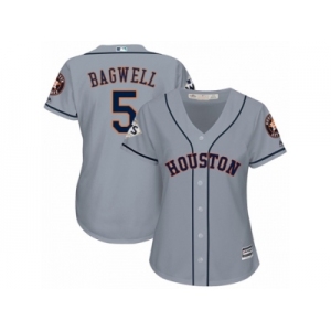 Women Majestic Houston Astros #5 Jeff Bagwell Authentic Grey Road 2017 World Series Bound Cool Base MLB Jersey