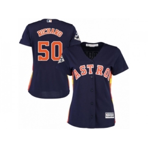 Women Majestic Houston Astros #50 J.R. Richard Replica Navy Blue Alternate 2017 World Series Bound Cool Base MLB Jersey