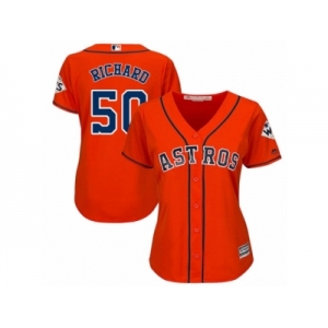 Women Majestic Houston Astros #50 J.R. Richard Replica Orange Alternate 2017 World Series Bound Cool Base MLB Jersey