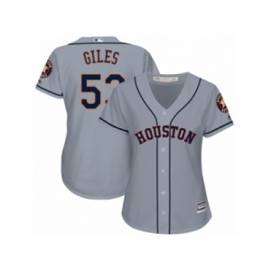 Women Majestic Houston Astros #53 Ken Giles Replica Grey Road Cool Base MLB Jersey