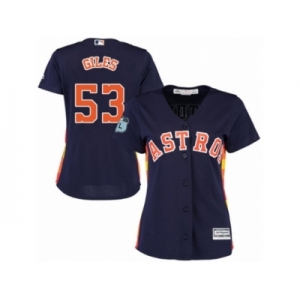 Women Majestic Houston Astros #53 Ken Giles Replica Navy Blue Alternate Cool Base MLB Je