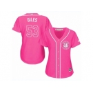 Women Majestic Houston Astros #53 Ken Giles Replica Pink Fashion Cool Base MLB Jersey