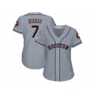 Women Majestic Houston Astros #7 Craig Biggio Replica Grey Road 2017 World Series Bound Cool Base MLB Jersey