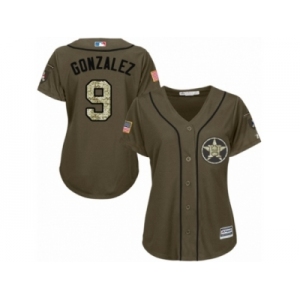 Women Majestic Houston Astros #9 Marwin Gonzalez Replica Green Salute to Service MLB Jersey