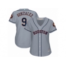 Women Majestic Houston Astros #9 Marwin Gonzalez Replica Grey Road Cool Base MLB Jersey