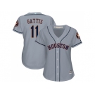 Women's Houston Astros #11 Evan Gattis Grey Road Stitched MLB Jersey