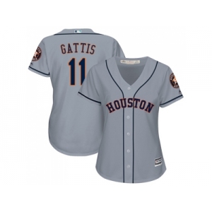 Women's Houston Astros #11 Evan Gattis Grey Road Stitched MLB Jersey