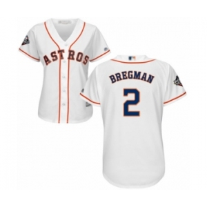 Women's Houston Astros #2 Alex Bregman Authentic White Home Cool Base 2019 World Series Bound Baseball Jersey