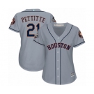 Women's Houston Astros #21 Andy Pettitte Authentic Grey Road Cool Base 2019 World Series Bound Baseball Jersey