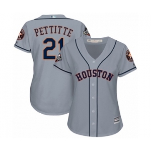 Women's Houston Astros #21 Andy Pettitte Authentic Grey Road Cool Base 2019 World Series Bound Baseball Jersey