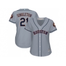 Women's Houston Astros #21 Jon Singleton Grey Road Stitched MLB Jersey