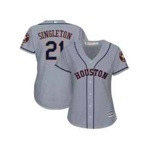 Women's Houston Astros #21 Jon Singleton Grey Road Stitched MLB Jersey