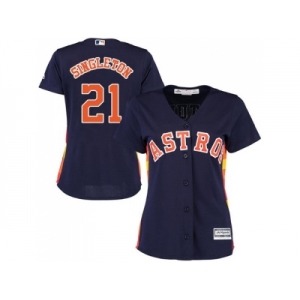 Women's Houston Astros #21 Jon Singleton Navy Blue Alternate Stitched MLB Jersey