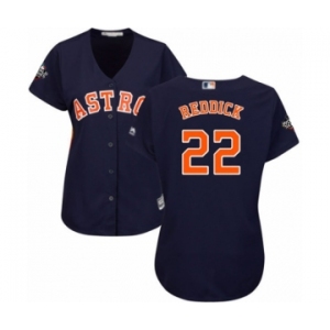 Women's Houston Astros #22 Josh Reddick Authentic Navy Blue Alternate Cool Base 2019 World Series Bound Baseball Jersey