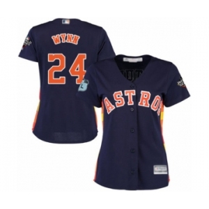 Women's Houston Astros #24 Jimmy Wynn Authentic Navy Blue Alternate Cool Base 2019 World Series Bound Baseball Jersey