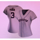 Women's Houston Astros #3 Felix Peña Grey Road Flex Base Authentic Collection Baseball Jersey