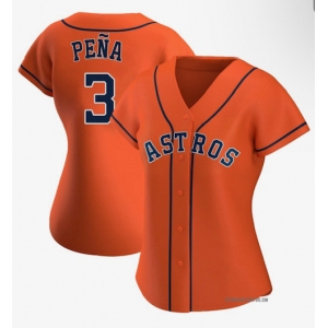 Women's Houston Astros #3 Jeremy Peña Authentic Orange Alternate Cool Base Baseball Jersey