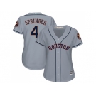 Women's Houston Astros #4 George Springer Grey Road Stitched MLB Jersey