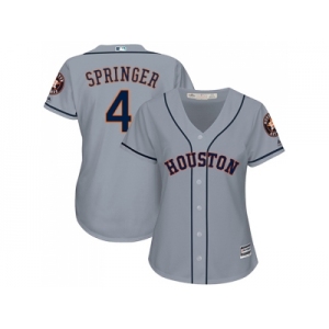 Women's Houston Astros #4 George Springer Grey Road Stitched MLB Jersey