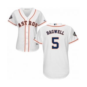 Women's Houston Astros #5 Jeff Bagwell Authentic White Home Cool Base 2019 World Series Bound Baseball Jersey