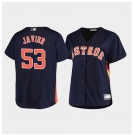 Women's Houston Astros #53 Cristian Javier Navy Blue Orange Alternate Cool Base Baseball Jersey