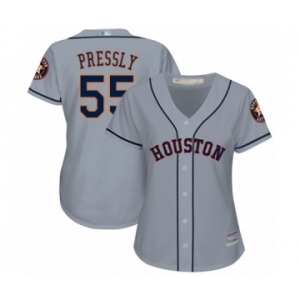 Women's Houston Astros #55 Ryan Pressly Authentic Grey Road Cool Base Baseball Jerse