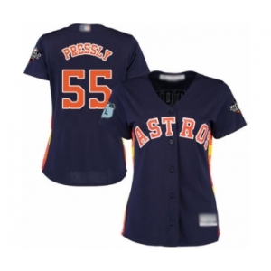 Women's Houston Astros #55 Ryan Pressly Authentic Navy Blue Alternate Cool Base 2019 World Series Bound Baseball Jersey