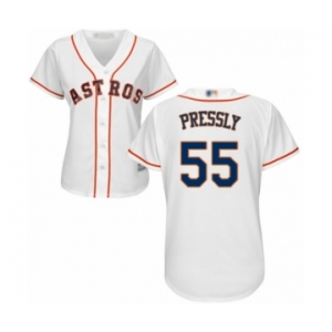 Women's Houston Astros #55 Ryan Pressly Authentic White Home Cool Base Baseball Jersey