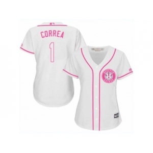 Women's Majestic Houston Astros #1 Carlos Correa Authentic White Fashion Cool Base MLB Jersey