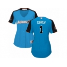 Women's Majestic Houston Astros #1 Carlos Correa Replica Blue American League 2017 MLB All-Star MLB Jersey