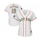 Women's Majestic Houston Astros #19 Tyler Clippard Authentic White 2018 Gold Program Cool Base MLB Jersey