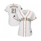 Women's Majestic Houston Astros #21 Andy Pettitte Authentic White 2018 Gold Program Cool Base MLB Jersey