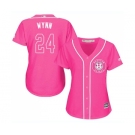 Women's Majestic Houston Astros #24 Jimmy Wynn Authentic Pink Fashion Cool Base MLB Jersey