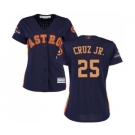 Women's Majestic Houston Astros #25 Jose Cruz Jr. Authentic Navy Blue Alternate 2018 Gold Program Cool Base MLB Jersey