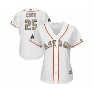 Women's Majestic Houston Astros #25 Jose Cruz Jr. Authentic White 2018 Gold Program Cool Base MLB Jersey