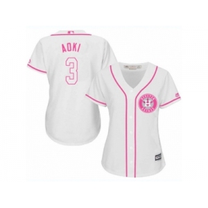 Women's Majestic Houston Astros #3 Norichika Aoki Authentic White Fashion Cool Base MLB Jersey