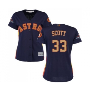 Women's Majestic Houston Astros #33 Mike Scott Authentic Navy Blue Alternate 2018 Gold Program Cool Base MLB Jersey