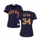 Women's Majestic Houston Astros #34 Nolan Ryan Authentic Navy Blue Alternate 2018 Gold Program Cool Base MLB Jersey