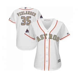 Women's Majestic Houston Astros #35 Justin Verlander Authentic White 2018 Gold Program Cool Base MLB Jersey