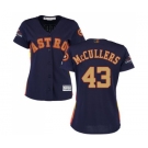 Women's Majestic Houston Astros #43 Lance McCullers Authentic Navy Blue Alternate 2018 Gold Program Cool Base MLB Jersey