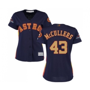 Women's Majestic Houston Astros #43 Lance McCullers Authentic Navy Blue Alternate 2018 Gold Program Cool Base MLB Jersey