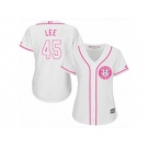 Women's Majestic Houston Astros #45 Carlos Lee Authentic White Fashion Cool Base MLB Jersey