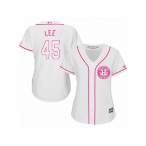 Women's Majestic Houston Astros #45 Carlos Lee Authentic White Fashion Cool Base MLB Jersey