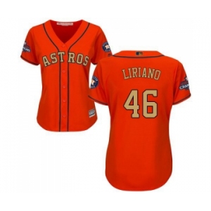 Women's Majestic Houston Astros #46 Francisco Liriano Authentic Orange Alternate 2018 Gold Program Cool Base MLB Jersey