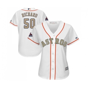 Women's Majestic Houston Astros #50 J.R. Richard Authentic White 2018 Gold Program Cool Base MLB Jersey