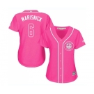 Women's Majestic Houston Astros #6 Jake Marisnick Authentic Pink Fashion Cool Base MLB Jersey