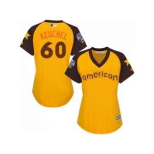 Women's Majestic Houston Astros #60 Dallas Keuchel Authentic Yellow 2016 All-Star American League BP Cool Base MLB Jersey