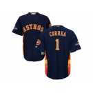 Youth Houston Astros #1 Carlos Correa Navy Blue 2018 Gold Program Cool Base Stitched MLB Jersey