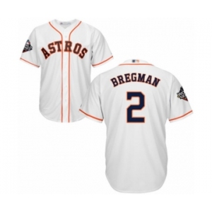 Youth Houston Astros #2 Alex Bregman Authentic White Home Cool Base 2019 World Series Bound Baseball Jersey
